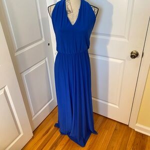 Lauren Ralph Lauren Dress Womens Gown Size 2 Blue Maxi Sleeveless V-neck Stretch